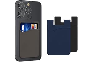 kwmobile 3X Etui na telefon komórkowy - Silikonowe etui na karty - Etui na karty do przyklejenia z tyłu - Czarny/Granatowy/Szary