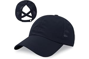 OUTFIT SPRING Baseball Cap for Women Ponytail Cap Criss Cross, Adjustable Quick Dry Ladies Ponytail Baseball Cap, Mesh Washed Casual High Messy Bun Ponycap Breathable Sun Hat for Summer Outdoor Sport