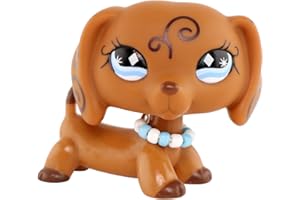 FFTYAOPB Mini Pet Shop Jouets pour animaux de compagnie - Chat Collie Teckel Cocker Spaniel Dogue Allemand - Avec accessoires mignons - Petit jouet à collectionner (Teckel marron)