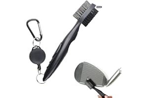 PCSFOE Golf Club Cepillo de palos de golf, cepillo de golf, limpiador de palos de golf, cepillo de limpieza para la limpieza de Club Face & Groove con clip (mosquetón) para colgar en bolsa de golf