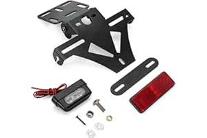 WINGFLY Support de Plaque d'immatriculation pour Moto, Angle réglable pour Moto, Porte-Plaque de numéro de Moto avec éclairage de Plaque, Support Universel De Clignotant pour Feu Arrière De Moto