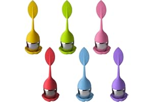 ZBHDEYG Infuseur à thé en feuilles 6 pièces, pour thé en vrac, avec soucoupe et passoire à mailles fines, longue poignée, accessoires