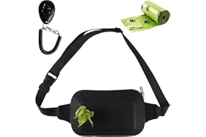 HEAWAA Silicone Dog Treat Pouch, Waterproof Portable Dog Walking Bag with Pet Training Clicker Poop Bag Adjustable Dog Training Treat Pouch for Puppy Training Outdoor (Black)