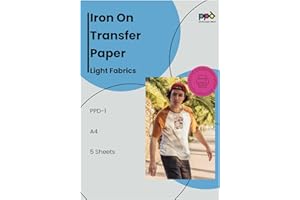 ‎PPD PPD 5 x A4 Inkjet Premium Transferpapier für helles Textil, Bügeleisen und Transferpresse PPD-1-5