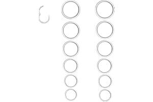 Syylqyr 12 Pcs 6-16mm Nose Piercing, Septum Ring, Silvery Helix Hoop, Thin Nose Ring Lightweight and Portable Simple Fashion Body Piercing Lip Rings Helix Earrings for Women Men
