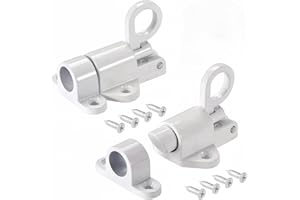 NOLACE 2 Pezzi Chiavistello a Molla, Rimbalzo Serratura Porta Automatico con Viti, Blocco Automatico in Alluminio, Bullone Molla Porta Lega per Porte in Legno, Finestre, Porte di Armadi (Bianco)