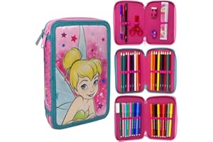 CARTOON Astuccio 3 zip Trilli Disney completo 44 pezzi per la scuola multiscomparto penne matite colori pennarelli giotto