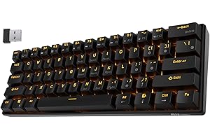 RK ROYAL KLUDGE RK61-US Wireless 60% Mechanical Gaming Keyboard, tastiera Bluetooth ultra-compatta con interruttori blu tattili, compatibile con più dispositivi, nero