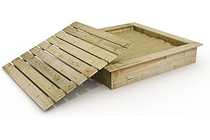 WICKEY Sandkasten Holz Sandkiste King Kong 165x165 cm mit Deckel für Kinder, Buddelkiste, Spielplatz im Garten aus Holz, langlebiger Abenteuerspielplatz für Kinder