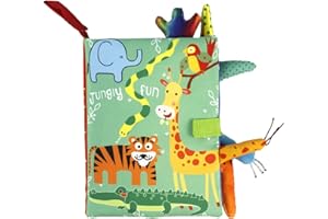 URFEDA Libro Sensoriale 3D Interattivo, Libri di Stoffa per Neonati Bambino Cognition Libro Libro Morbido con Coda di Animali, Giocattolo Morbido Peluche Neonate Giocattolo da Passeggino Regalo Giovane
