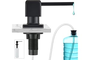 CREA Dispensador de Jabón de Cocina, Dosificador Jabón Cocina Bajo Encimera, Dispensador de Jabón para Fregadero con Botella de 500 ml y Manguera de Extensión de 1,0 m, Llenado Desde Arriba, Negro