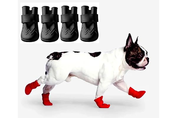 RvPaws Unlined Wellies Waterproof Dog Boots All-Season Silicone Paw Protection Dog Shoes Size X-Large (Color As Vary)