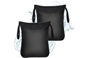 aceyoon Sacca Impermeabile 40x50cm, 2 Pezzi Wet Bag Riutilizzabile con Zip, Wet Clothes Bag 420D Tessuto Oxford con Doppia Maniglia per Abbigliamento Fitness, Costumi da Bagno, Nero