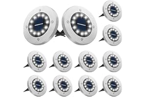 Bowfar Zewnętrzne światło słoneczne [12 sztuk], 12 diod LED 800 mAh, wodoodporna lampa solarna do ogrodu, IP65, dekoracyjna lampa punktowa na taras, trawnik, ścieżka ogrodowa, zimna biel