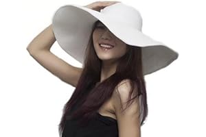 Upstore Sonnenhut für Damen und Mädchen, einfarbig, faltbar, breite Krempe, elegante Schleife, Bohemia-Stil, Sommer-Strand-Strohkappe, LSF 50+