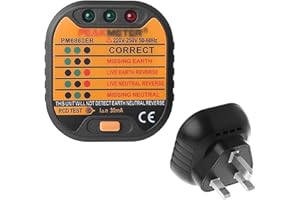 BRYTE LINKS Circuit Polarity Voltage Detector Socket Tester - 220-250V Electric Mains Outlet Tester UK With LCD Display RCD GFCI Plug for Power Socket Wiring Detection