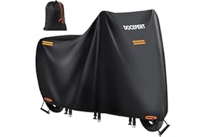 DOCEPERT XXL Heavy Duty Motorcycle Cover Waterproof Outdoor 420D Oxford, Motorbike Covers for Outside Storage with Lock Holes, Taped Seams & Storage Pouch, Fits Universal Motorcycle (XXL 91"x38"x51")