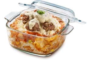 NUTRIUPS 1 l 14,5 cm szklane naczynie do zapiekania do piekarnika z pokrywką kwadratowe naczynie do zapiekania z pokrywką, mini szklane naczynia do zapiekanek, małe naczynie do zapiekania