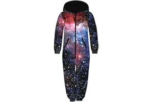 Ocean Plus Unisex Długi Rękaw Zamek Błyskawiczny Kaptur Kombinezon Polarowy Dla Chłopców Nadruk Cyfrowy Luźny Polar Dziewczęcy Jednoczęściowy z Kapturem Spodnie Dziecięce