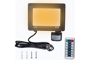 Etrogo Projektor LED z zewnętrznym czujnikiem ruchu (ciepła biel 3000 K, moc: 50 W 5000 lm)