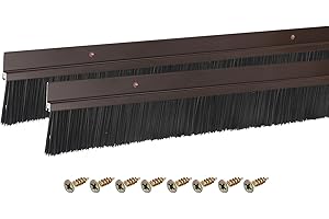 sourcing map Türbesen 2 Stück Türbürste Bürstendichtung Aluminiumlegierungsbasis mit 40mm Nylonbürste Türdichtung für Tür Insektenschutz Schallschutz Kälteschutz (1000mm L x 65mm B, Braun)