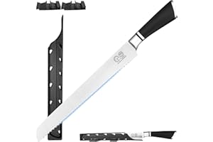 XYJ Couteau à pain japonais authentique depuis 1986 - 25,4 cm - Lame serrée en acier inoxydable - Avec couvercle - Pour la maison, la cuisine, le camping