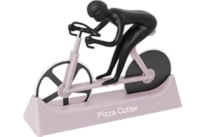 KUONIIY Tagliapizza a forma di bicicletta, doppia lama in acciaio inox, super affilata, con rivestimento antiaderente, colore viola