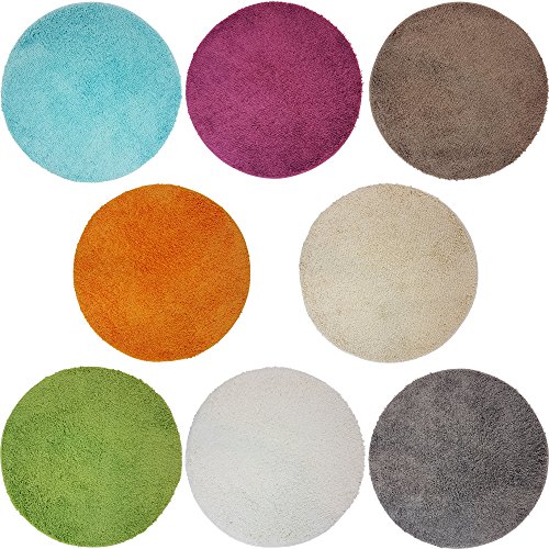 proheim Badematte Ø 60 cm rutschfester Badvorleger Premium Badteppich 1200 g/m² weich & kuschelig Hochflor Duschvorleger, Farbe:Weiß - 3