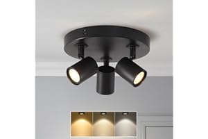 ANWIO Adjustable Round Spotlights Ceiling Lights,3 Black Kitchen Spot Lights for Ceiling,Bar Spotlight Ceiling,Ceiling Spotlights for Kitchen,Bedroom Lights Ceiling,Include Bulbs(EUCS-LG11A-220Y)
