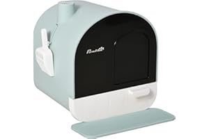 PawHut Katzentoilette mit Deckel, Katzenklo inkl. Schaufel und Streu-Matte, Ausziehbares Tablett, Katzenklo für Katzen bis 5 kg, Grün, 43 x 44 x 47 cm