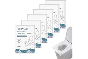 GOUJFOL 60pcs Einweg Toilettenauflagen, Antibakterielle Toilettensitzabdeckung für Kinder und Erwachsene, Toilettensitz Papierauflage, Toiletten Sitz Polster für Reisen und öffentliche Toilette