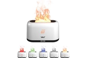 Think Gizmos Luftbefeuchter mit Farbwechsel und Flammeneffekt für Home Office, Yoga Spa, mit automatischer Abschaltung, ultraleise, für Schlafzimmer, Büro, bis zu 10 Stunden Laufzeit (Weiss)