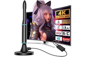 TELODA Digital Tv Aerial Indoor, 750+ Miles Range Amplifier Signal Booster, 4K 1080P Hdtv Indoor Tv Aerial For Smart Tv, Freeview Channels, 18ft Coax Cable, Easy Install Home Tv Antenna