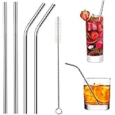 KBS Stainless Steel Straws for Drinking with Cleaning Brush For Kids and Adults Reusable Metal Straw Set Drinking Juice & Dri