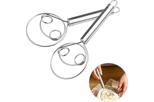 LONIMIA Batidor Danés de Masa con Alambre de Acero Inoxidable 304 - 2 Piezas para Hacer Pan y Huevos