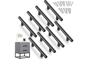 SHAO HUA 8 PCS T- Bar Bâton Cuisine Porte Poignées Tire Avec Vis(150MM), Acier Inoxydable Poignee de Meuble Espacement des Trous de 96 mm, pour Porte d'armoire , le noir