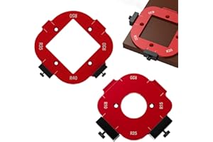 PEIYEE 2 pcs Gabarit de Positionnement de Rayon D'angle avec R10/15/20/25 et R30/35/40/50 Rayon,Gabarit pour Rayon D'angle Rond pour Travail du Bois,Alliage D'aluminium Gabarit Positionnement D'angle D'arc