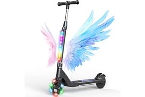 SISIGAD Trottinette Electrique Enfant 6-8-10 Ans Electric Scooter Enfant 5.3 Pouces avec Lumière LED Colorée & 3 Hauteurs Ajustables, Scooter Électrique Enfant Charge Max 70 Kg, Vitesse Max 10 Km/h