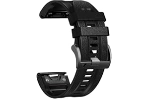YOOSIDE QuickFit skórzany pasek 26 mm do zegarka Garmin Fenix 7X Solar/ Fenix 6X Pro / Fenix 5X, prawdziwa skóra z silikonową wyściółką, miękki, odporny na pot pasek do zegarka Enduro, Tactix Delta