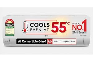 LG 1.5 Ton 5 Star,100% Copper Tubes, Inverter Split AC (AI Convertible 6in1, Energy Saving & Faster Cooling at 55℃, 4 Way Swing, Allergen Protection, AS-Q19YNZE2, White)