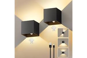 NIBSHOOM Akku Wandleuchte Innen Mit Bewegungsmelder, 2 Stück Wandlampe Akku Ohne Stromanschluss Verstellbare Lichtstrahlform,3000K LED Wandleuchte Batterie,Wandlampe Innen Kabellos Dimmbar Schwarz