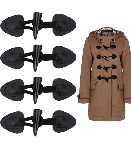 Fibbia Alamaro In PU Nero Per Cappotti - Chiusura Toggle Resistente, Accessorio Moda Donna Per Cucire