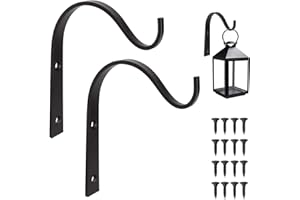 Zovator Small Hanging Basket Brackets, 2PCS Plant Hook Outdoor Small Hanging Basket Hook Wall Hanging Brackets Plant Hooks Plant Brackets for Hanging Baskets for Planter Bird Feeders