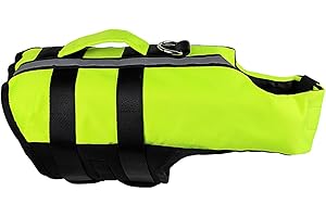 A-QMZL Pet Hundeschwimmweste Hunde Schwimmwest Badeanzug Dog Life Jacket Verstellbare Hundeschwimmweste mit Airbag Griff Reflexstreifen (L, Grün)