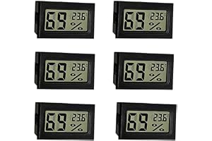 6-pack mini hygrometer termometer digital fyrkantig svart mer exakt