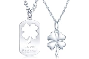 Unendlich U Collier de Couples, Pendentif en 925 argent, Tag Collier Pendentif, "Trèfle d'amour", collier femme homme (Peut être gravé les lettres)