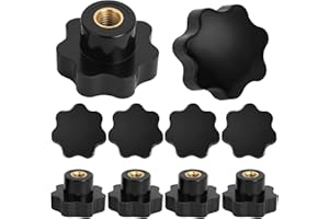 HSEAMALL 10 Stück Sterngriffmutter M8 Flügelschrauben,Rändelschraube,Kunststoff Griffmuttern Innengewinde Messing Klemmknopf für Möbel, Werkzeugmaschinen, Fitnessgeräte