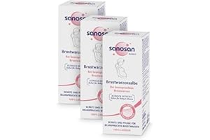 ‎SANOSAN sanosan Brustwarzensalbe klinisch getestet - 100% reines & natürliches Lanolin ideal für die Schwangerschaft & Stillzeit - Brustwarzen Salbe ohne Parabene, Farbstoffe & Duftstoffe (3x 30 ml)