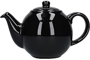 London Pottery 20185 Globe Petite théière avec passoire, céramique, noir brillant, capacité de 2 tasses (500 ml)