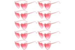 HZZXCH Love Heart Sunglasses - 10Pcs Protection Eyewear for Women Men - Pink Shape Party Outdoor Candy Colour Glasses for Summer